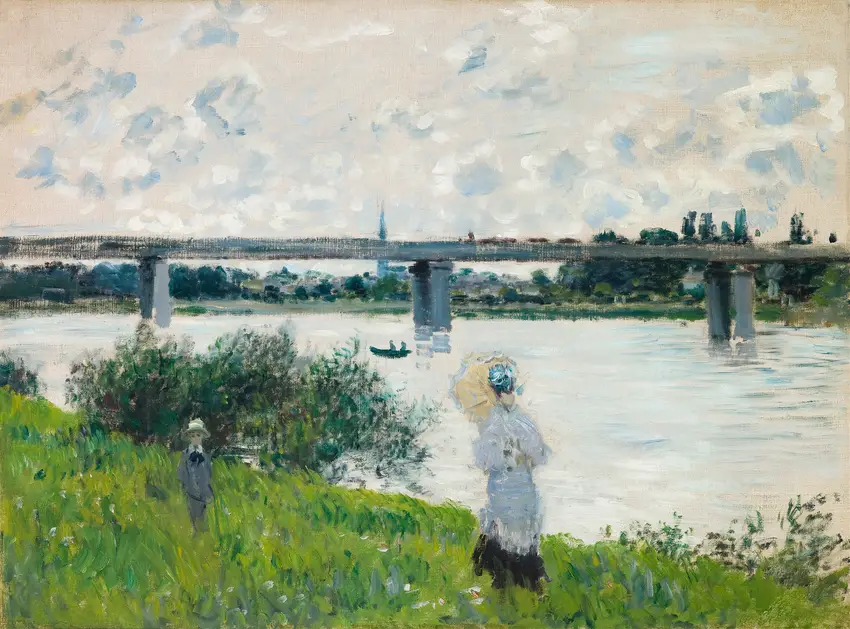 The Promenade with the Railroad Bridge, Argenteuil (1874) by Claude Monet